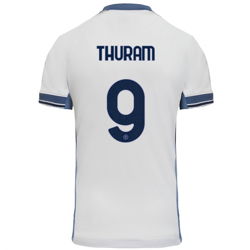 Niño Fútbol Camiseta Marcus Thuram #9 Blanco Gris 2ª Equipación 2024/25 Argentina