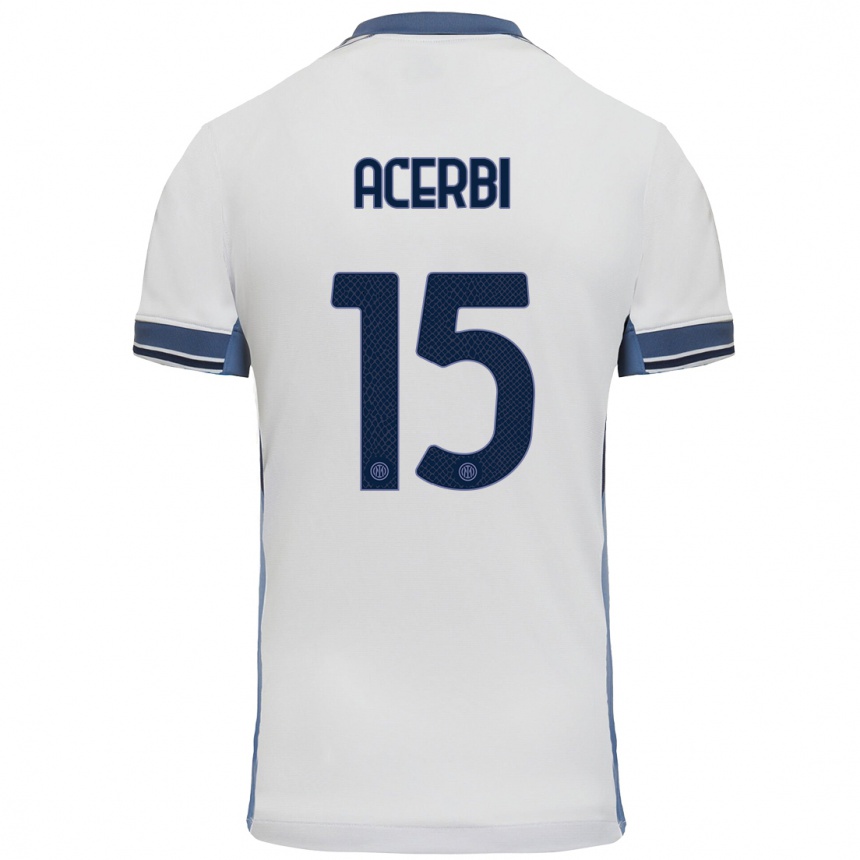 Niño Fútbol Camiseta Francesco Acerbi #15 Blanco Gris 2ª Equipación 2024/25 Argentina