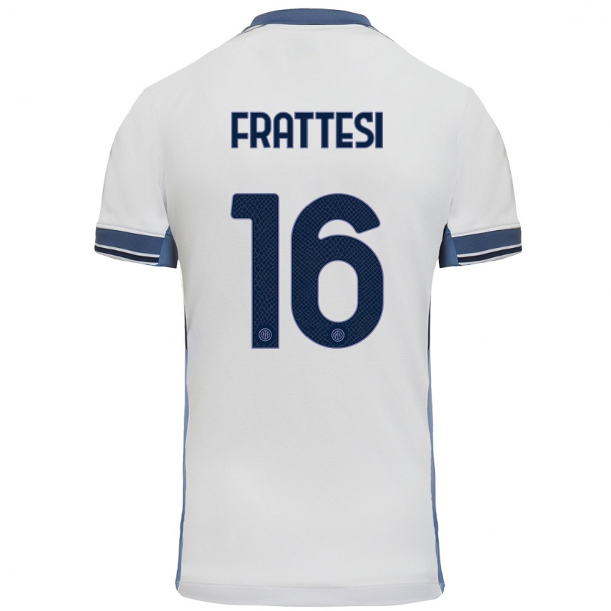 Niño Fútbol Camiseta Davide Frattesi #16 Blanco Gris 2ª Equipación 2024/25 Argentina