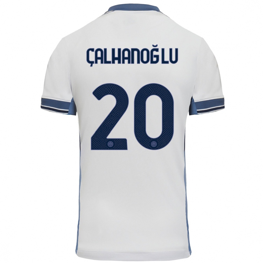 Niño Fútbol Camiseta Hakan Calhanoglu #20 Blanco Gris 2ª Equipación 2024/25 Argentina