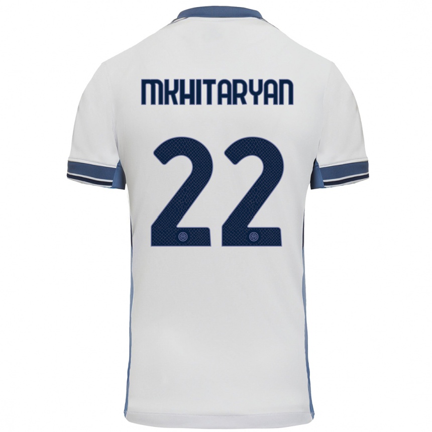 Niño Fútbol Camiseta Henrikh Mkhitaryan #22 Blanco Gris 2ª Equipación 2024/25 Argentina