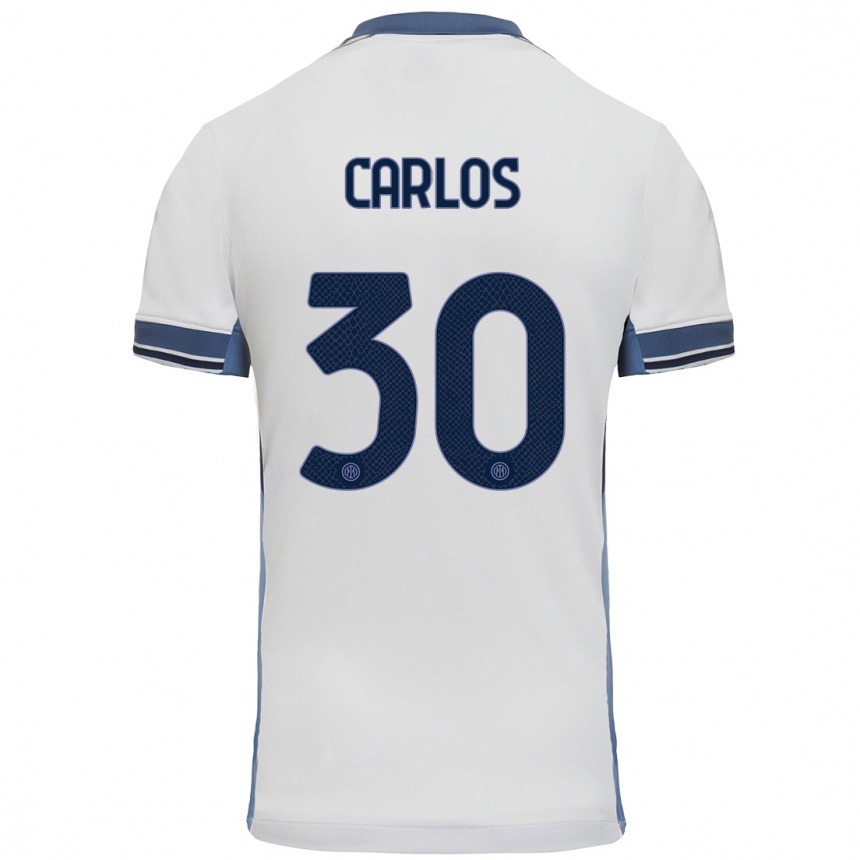 Niño Fútbol Camiseta Carlos Augusto #30 Blanco Gris 2ª Equipación 2024/25 Argentina