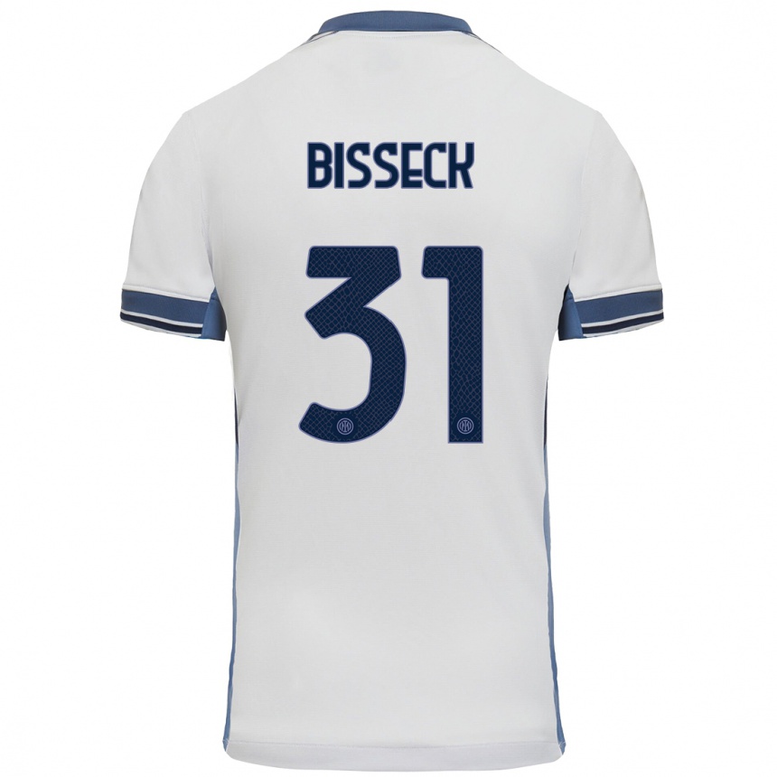 Niño Fútbol Camiseta Yann Bisseck #31 Blanco Gris 2ª Equipación 2024/25 Argentina