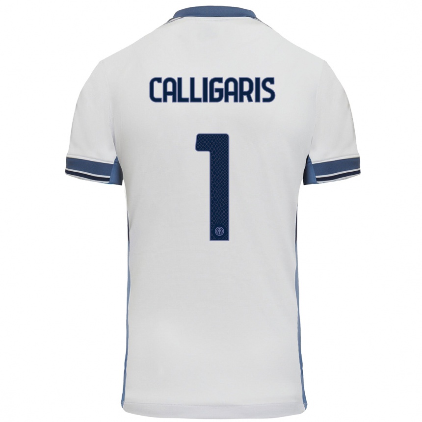 Niño Fútbol Camiseta Alessandro Calligaris #1 Blanco Gris 2ª Equipación 2024/25 Argentina