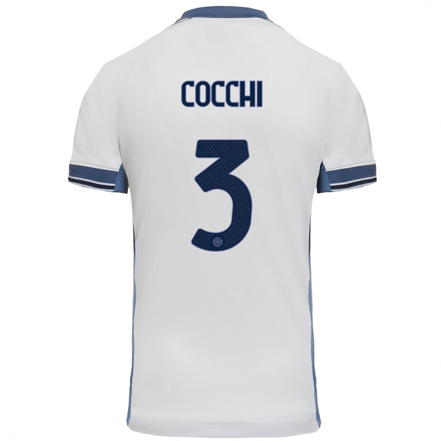 Niño Fútbol Camiseta Matteo Cocchi #3 Blanco Gris 2ª Equipación 2024/25 Argentina