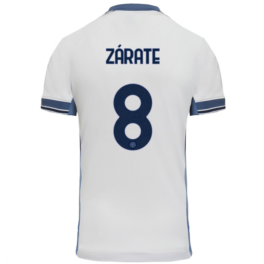 Niño Fútbol Camiseta Dilan Zárate #8 Blanco Gris 2ª Equipación 2024/25 Argentina