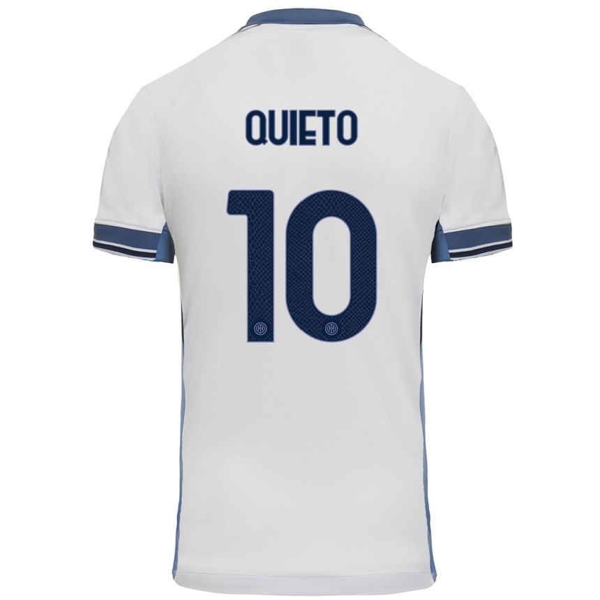 Niño Fútbol Camiseta Daniele Quieto #10 Blanco Gris 2ª Equipación 2024/25 Argentina