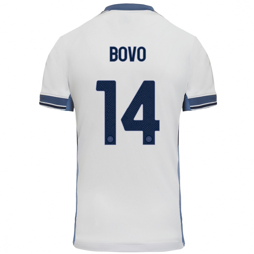 Niño Fútbol Camiseta Leonardo Bovo #14 Blanco Gris 2ª Equipación 2024/25 Argentina