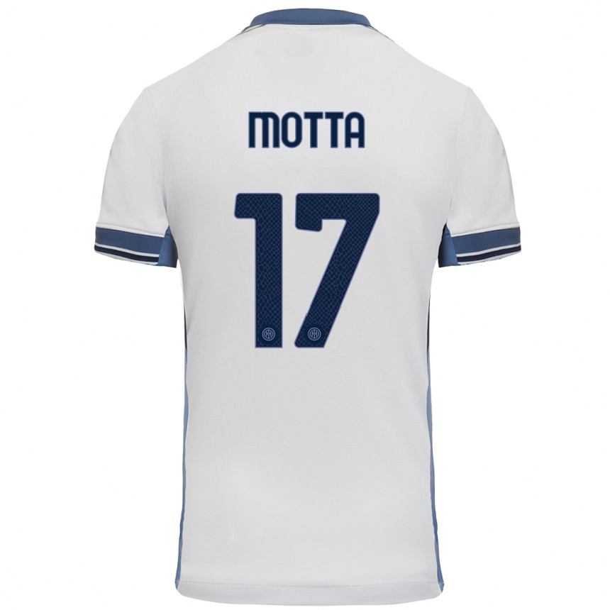 Niño Fútbol Camiseta Matteo Motta #17 Blanco Gris 2ª Equipación 2024/25 Argentina