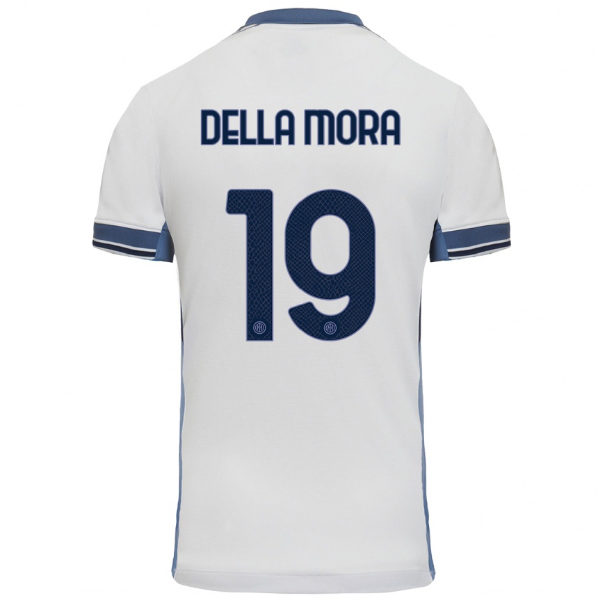 Niño Fútbol Camiseta Tommaso Della Mora #19 Blanco Gris 2ª Equipación 2024/25 Argentina