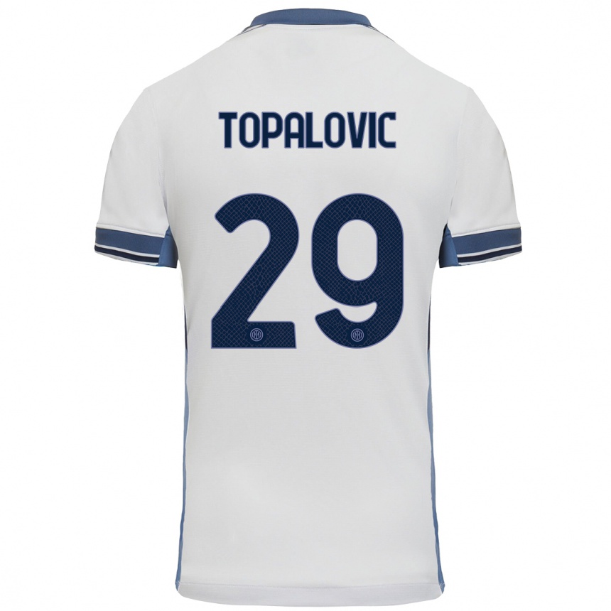 Niño Fútbol Camiseta Luka Topalovic #29 Blanco Gris 2ª Equipación 2024/25 Argentina