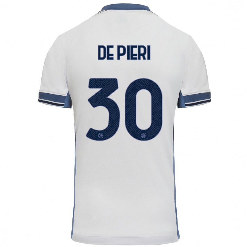 Niño Fútbol Camiseta Giacomo De Pieri #30 Blanco Gris 2ª Equipación 2024/25 Argentina