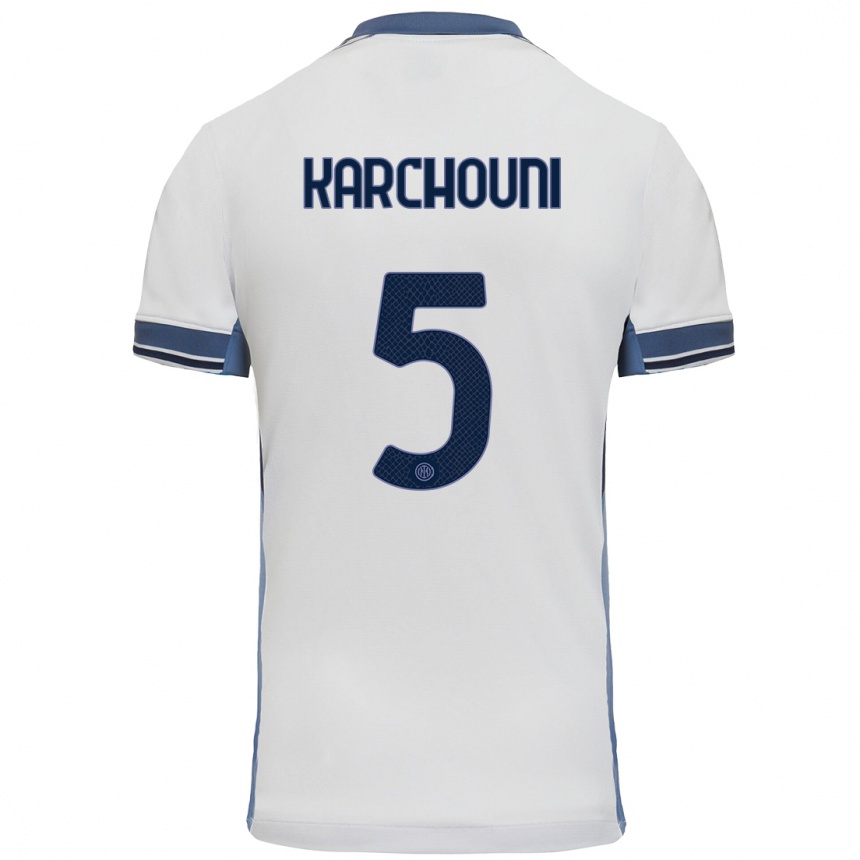 Niño Fútbol Camiseta Ghoutia Karchouni #5 Blanco Gris 2ª Equipación 2024/25 Argentina