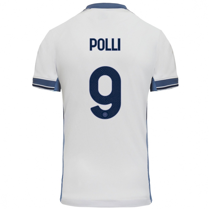 Niño Fútbol Camiseta Elisa Polli #9 Blanco Gris 2ª Equipación 2024/25 Argentina