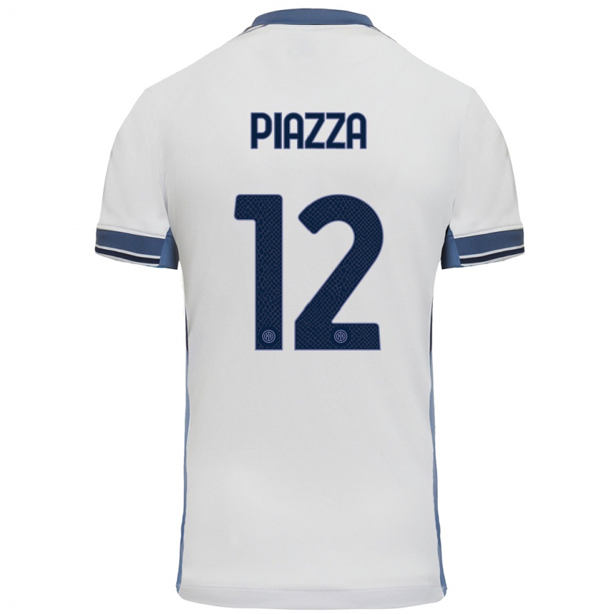 Niño Fútbol Camiseta Alessia Piazza #12 Blanco Gris 2ª Equipación 2024/25 Argentina