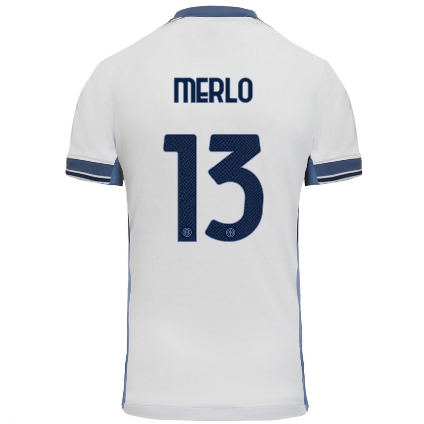 Niño Fútbol Camiseta Beatrice Merlo #13 Blanco Gris 2ª Equipación 2024/25 Argentina