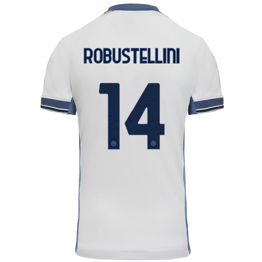 Niño Fútbol Camiseta Chiara Robustellini #14 Blanco Gris 2ª Equipación 2024/25 Argentina