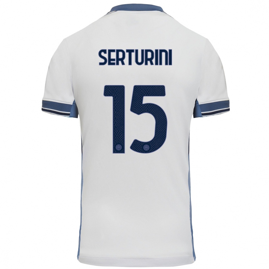 Niño Fútbol Camiseta Annamaria Serturini #15 Blanco Gris 2ª Equipación 2024/25 Argentina