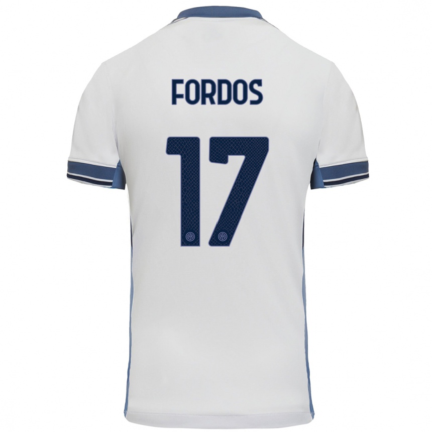 Niño Fútbol Camiseta Beatrix Fördős #17 Blanco Gris 2ª Equipación 2024/25 Argentina