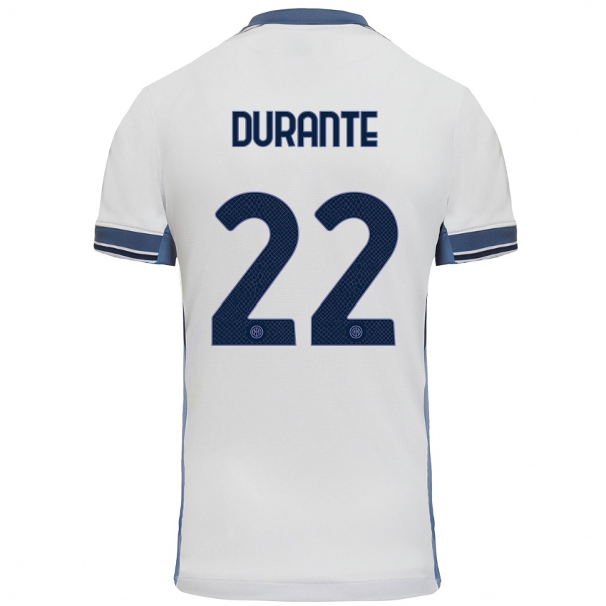 Niño Fútbol Camiseta Francesca Durante #22 Blanco Gris 2ª Equipación 2024/25 Argentina