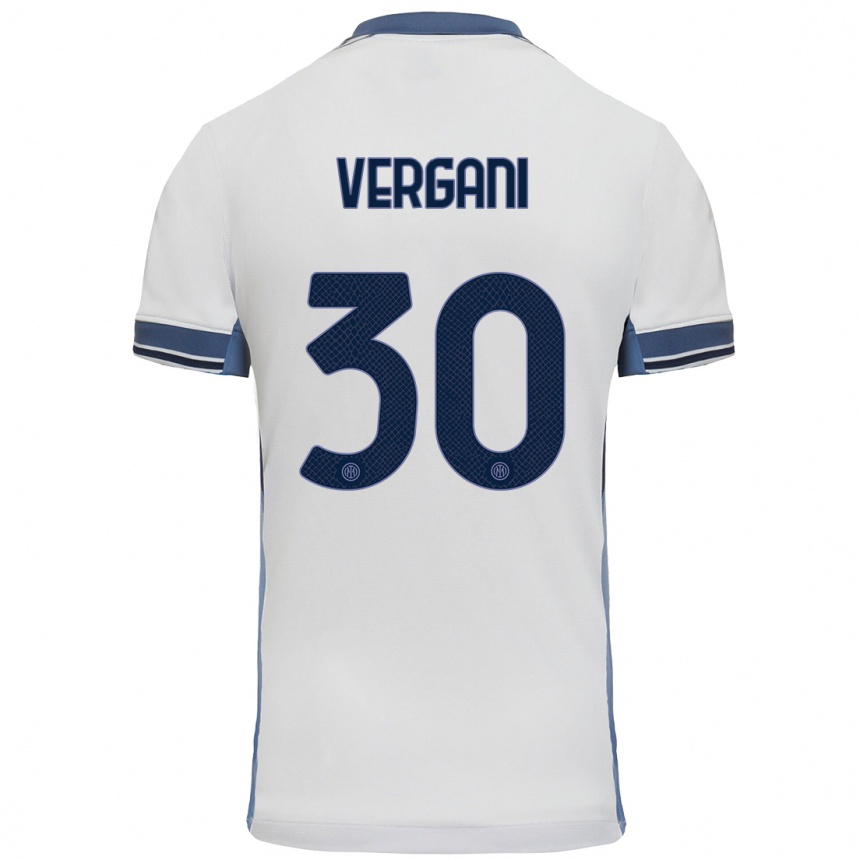 Niño Fútbol Camiseta Bianca Vergani #30 Blanco Gris 2ª Equipación 2024/25 Argentina