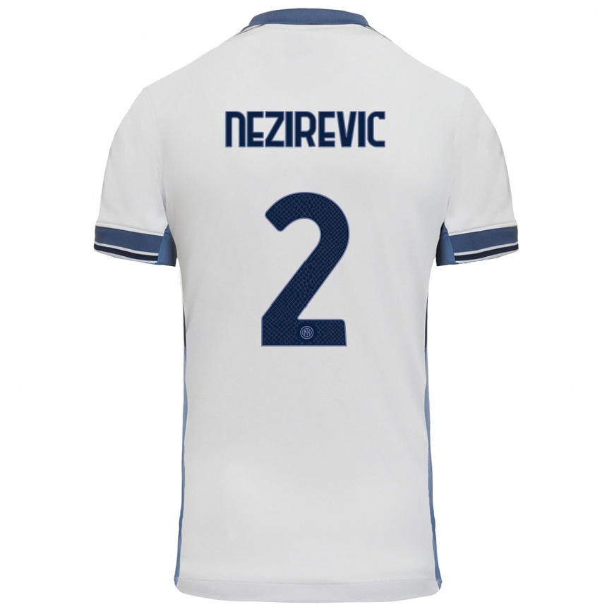 Niño Fútbol Camiseta Alem Nezirevic #2 Blanco Gris 2ª Equipación 2024/25 Argentina