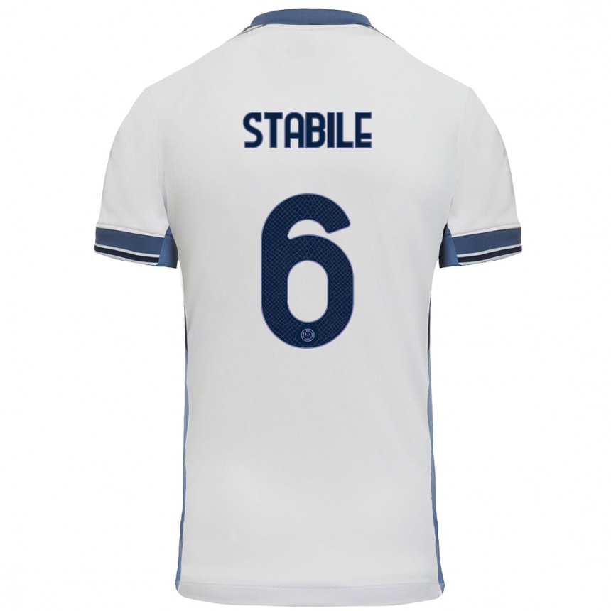 Niño Fútbol Camiseta Giacomo Stabile #6 Blanco Gris 2ª Equipación 2024/25 Argentina