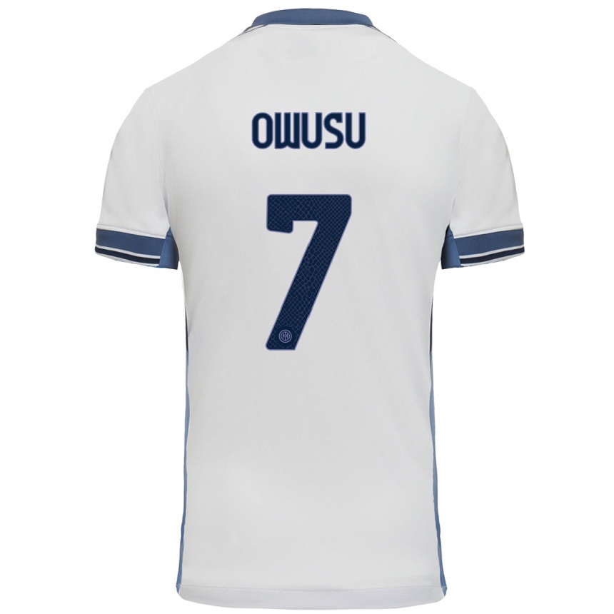 Niño Fútbol Camiseta Enoch Owusu #7 Blanco Gris 2ª Equipación 2024/25 Argentina