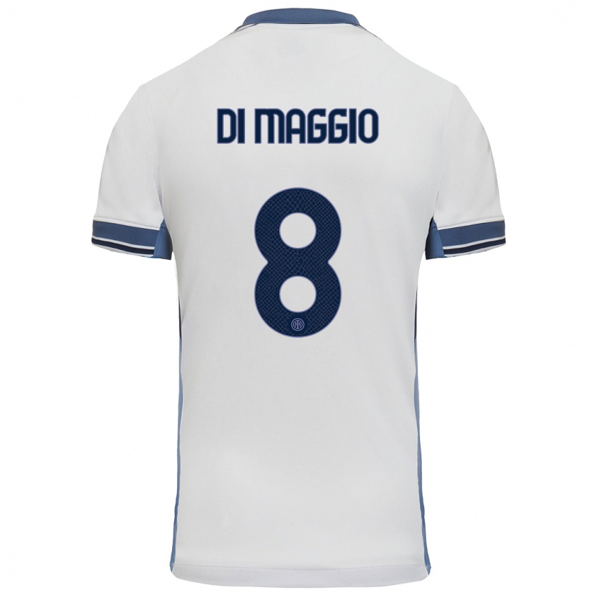 Niño Fútbol Camiseta Luca Di Maggio #8 Blanco Gris 2ª Equipación 2024/25 Argentina