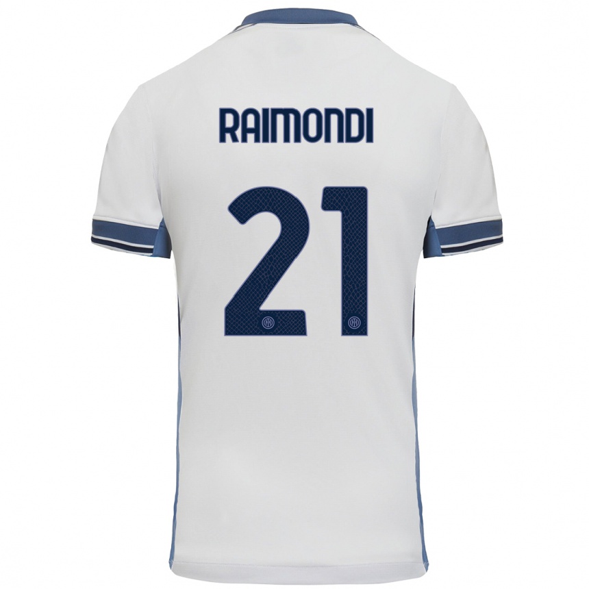 Niño Fútbol Camiseta Paolo Raimondi #21 Blanco Gris 2ª Equipación 2024/25 Argentina