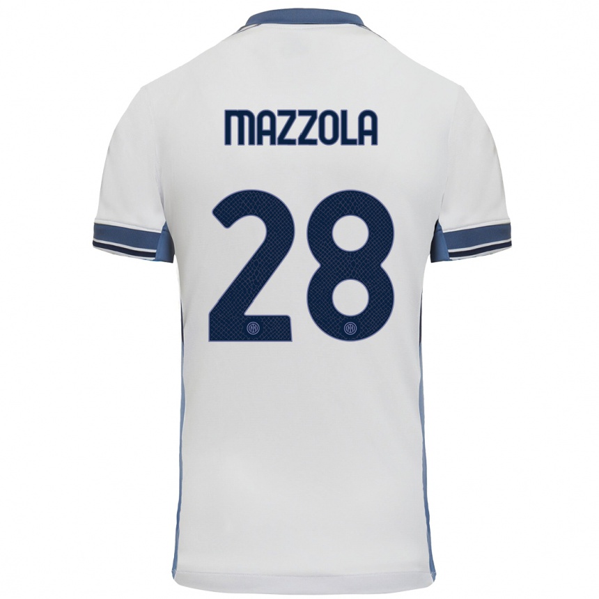 Niño Fútbol Camiseta Giuseppe Mazzola #28 Blanco Gris 2ª Equipación 2024/25 Argentina