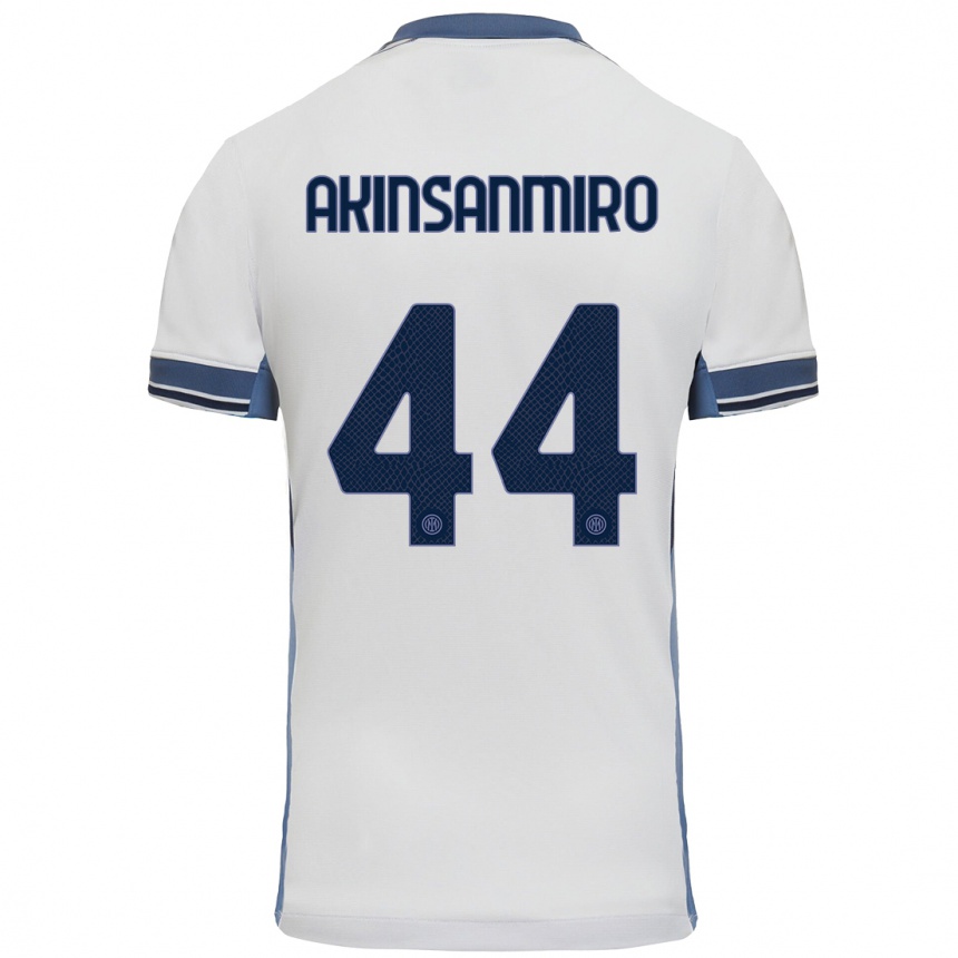 Niño Fútbol Camiseta Ebenezer Akinsanmiro #44 Blanco Gris 2ª Equipación 2024/25 Argentina