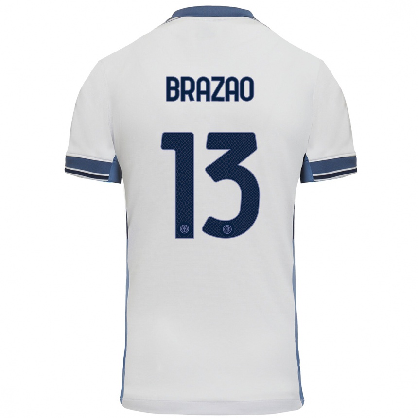 Niño Fútbol Camiseta Gabriel Brazao #13 Blanco Gris 2ª Equipación 2024/25 Argentina