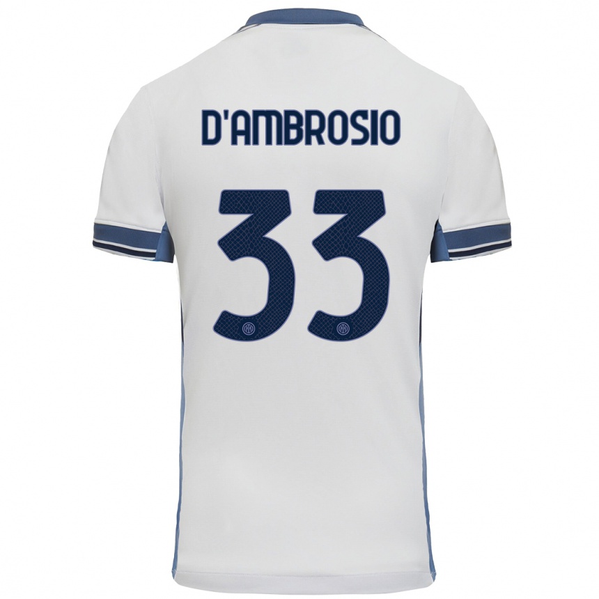 Niño Fútbol Camiseta Danilo D'ambrosio #33 Blanco Gris 2ª Equipación 2024/25 Argentina