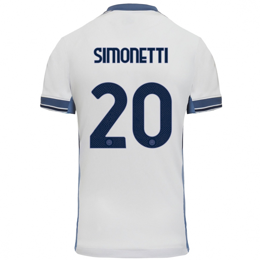 Niño Fútbol Camiseta Flaminia Simonetti #20 Blanco Gris 2ª Equipación 2024/25 Argentina