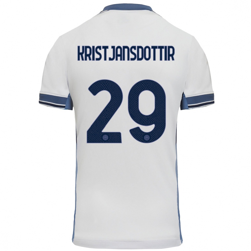 Niño Fútbol Camiseta Anna Bjork Kristjansdottir #29 Blanco Gris 2ª Equipación 2024/25 Argentina