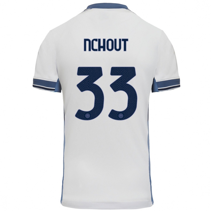 Niño Fútbol Camiseta Ajara Nchout #33 Blanco Gris 2ª Equipación 2024/25 Argentina