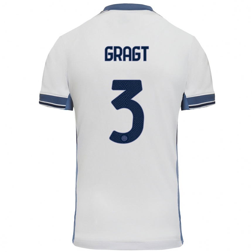 Niño Fútbol Camiseta Stefanie Van Der Gragt #3 Blanco Gris 2ª Equipación 2024/25 Argentina