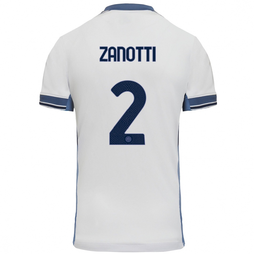 Niño Fútbol Camiseta Mattia Zanotti #2 Blanco Gris 2ª Equipación 2024/25 Argentina