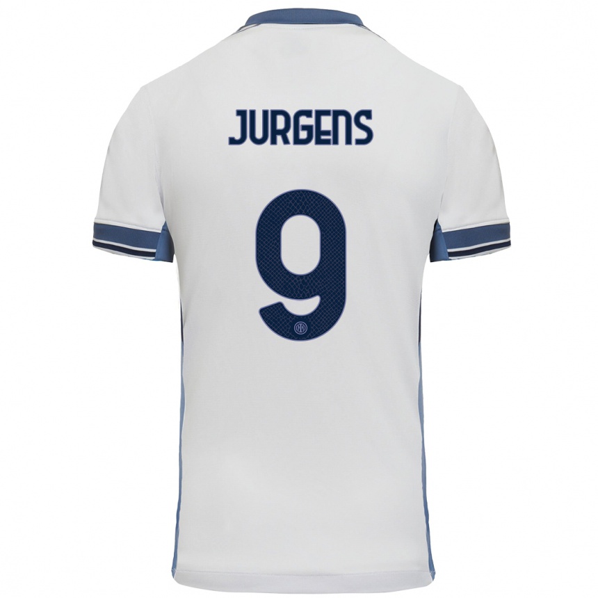 Niño Fútbol Camiseta Oliver Jurgens #9 Blanco Gris 2ª Equipación 2024/25 Argentina