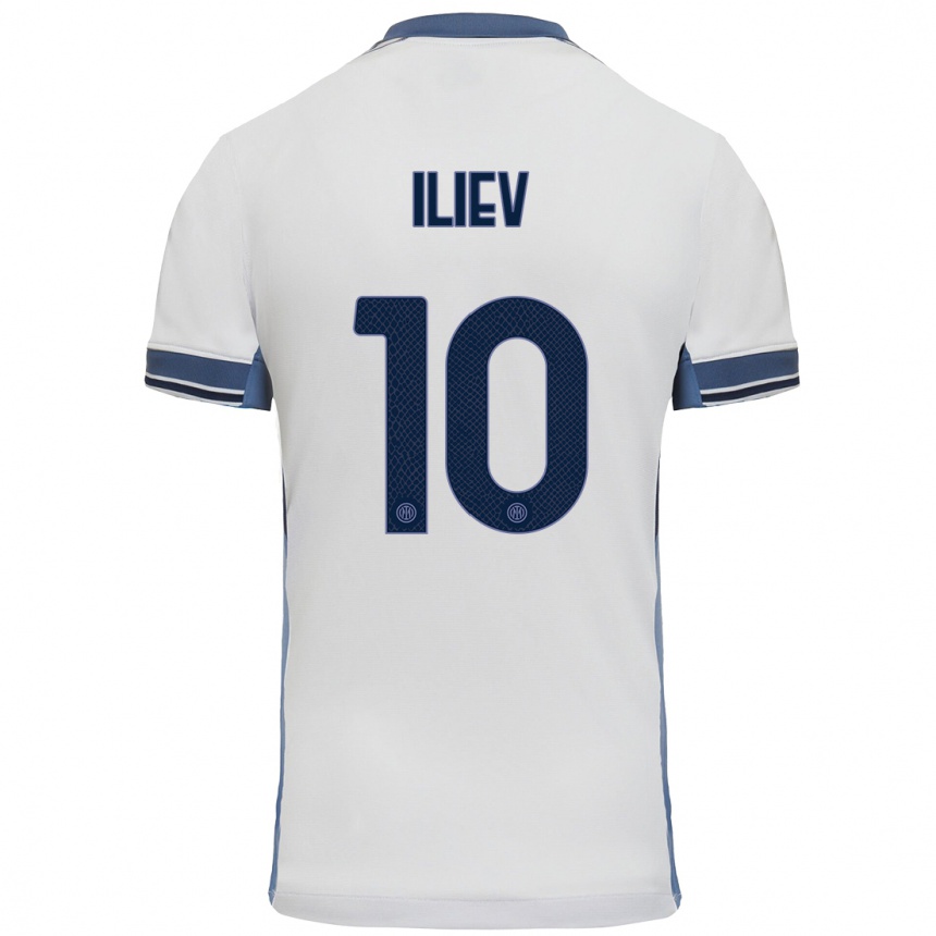 Niño Fútbol Camiseta Nikola Iliev #10 Blanco Gris 2ª Equipación 2024/25 Argentina