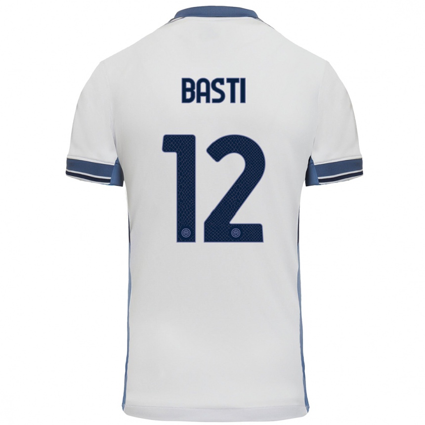 Niño Fútbol Camiseta Matteo Basti #12 Blanco Gris 2ª Equipación 2024/25 Argentina