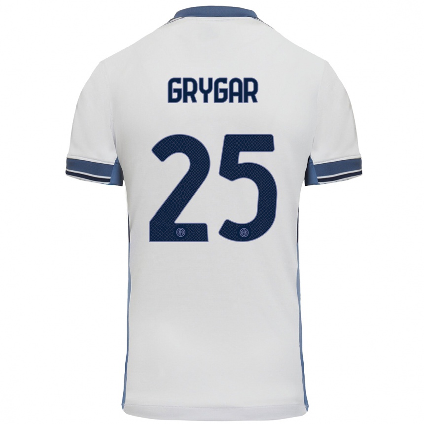 Niño Fútbol Camiseta Samuel Grygar #25 Blanco Gris 2ª Equipación 2024/25 Argentina