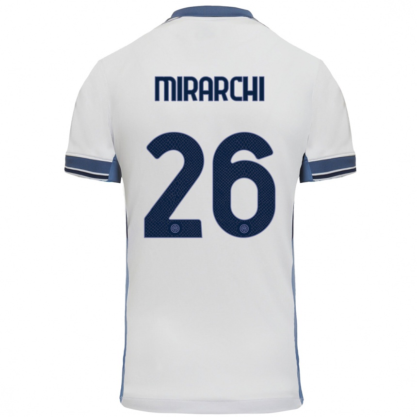 Niño Fútbol Camiseta Mattia Mirarchi #26 Blanco Gris 2ª Equipación 2024/25 Argentina