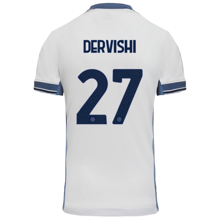 Niño Fútbol Camiseta Kristian Dervishi #27 Blanco Gris 2ª Equipación 2024/25 Argentina