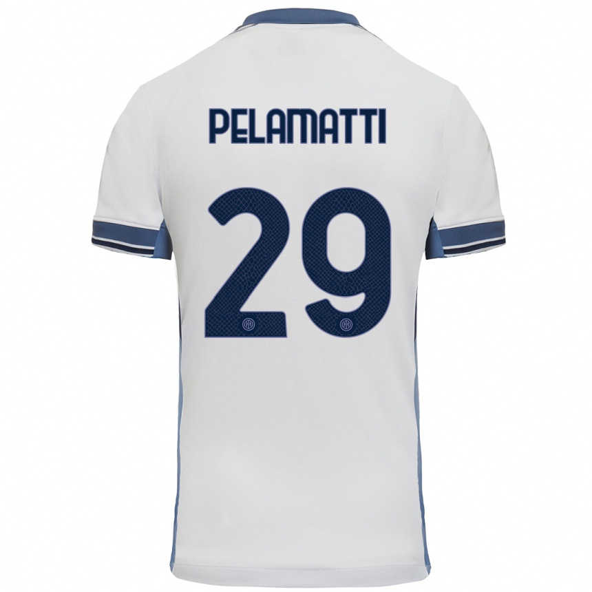 Niño Fútbol Camiseta Andrea Pelamatti #29 Blanco Gris 2ª Equipación 2024/25 Argentina