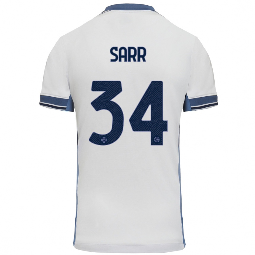 Niño Fútbol Camiseta Amadou Sarr #34 Blanco Gris 2ª Equipación 2024/25 Argentina