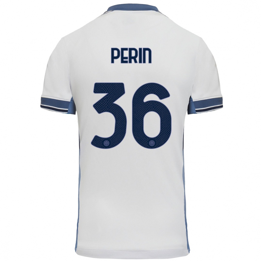 Niño Fútbol Camiseta Nicolo Perin #36 Blanco Gris 2ª Equipación 2024/25 Argentina