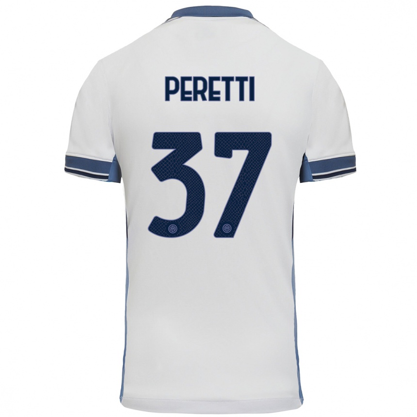 Niño Fútbol Camiseta Lorenzo Peretti #37 Blanco Gris 2ª Equipación 2024/25 Argentina