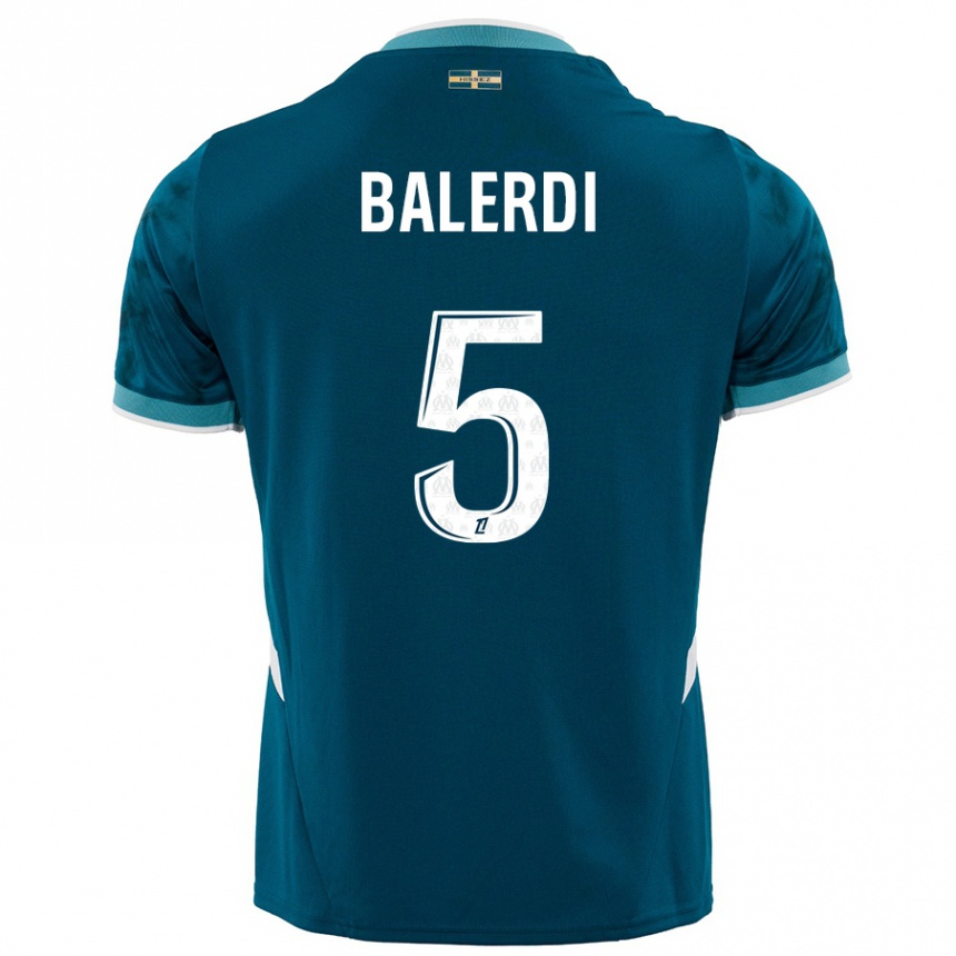 Niño Fútbol Camiseta Leonardo Balerdi #5 Azul Turquesa 2ª Equipación 2024/25 Argentina